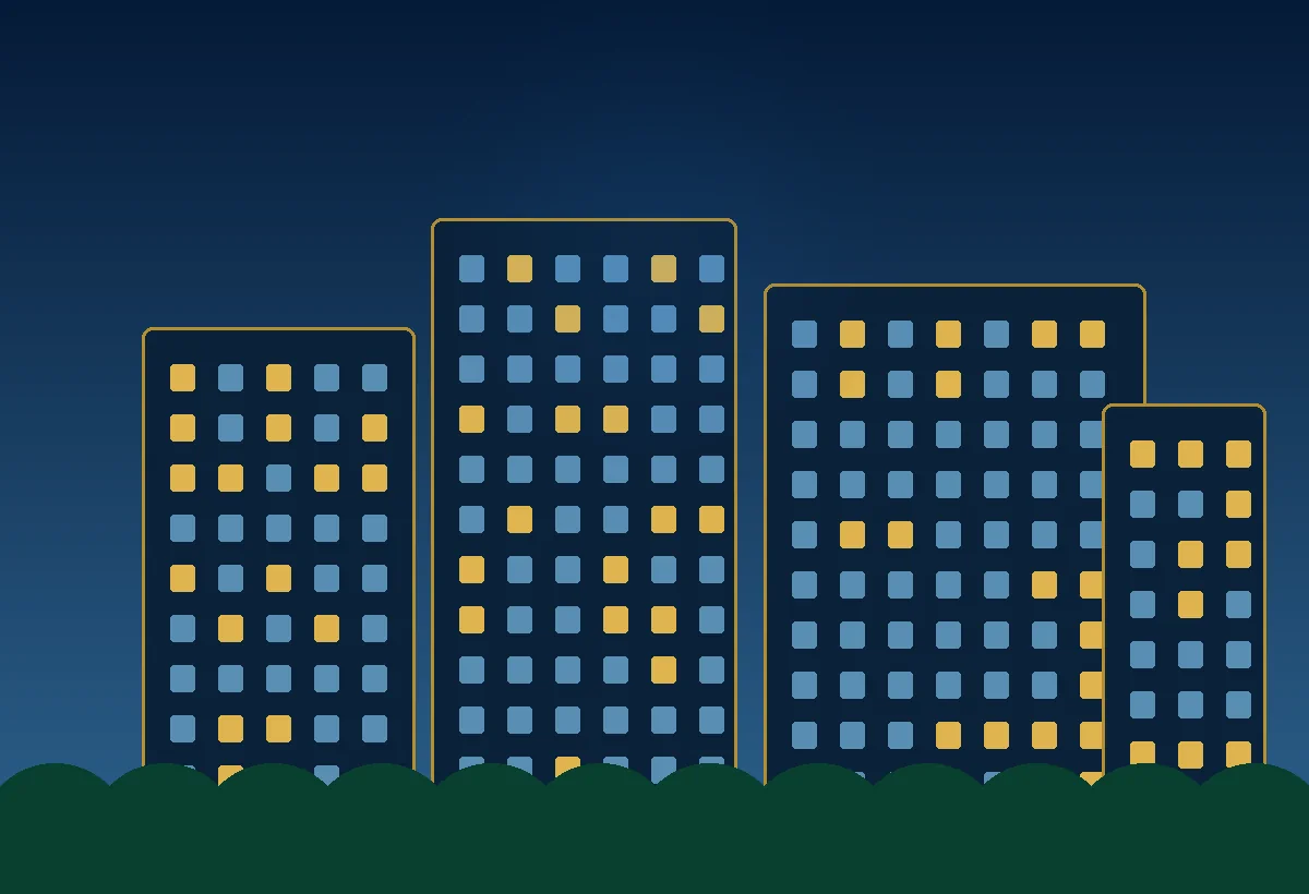 Stylised illustration of residential apartment buildings