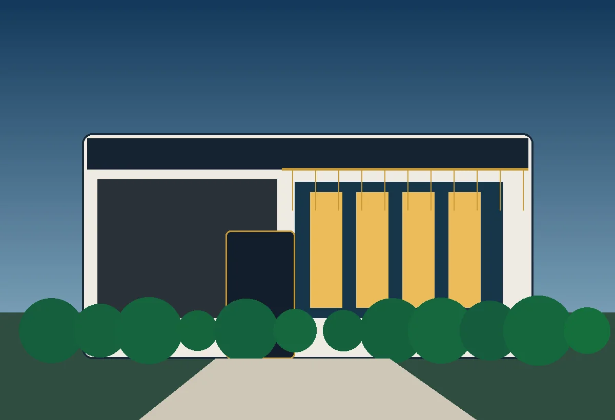 Architectural illustration of a contemporary home